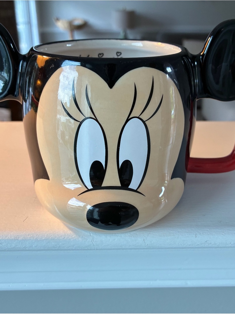Disney Minnie Mouse Face Ceramic Mug in Black, Beige, Red